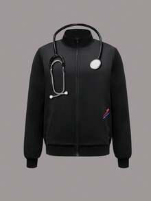 cimmuovere 男士长袖开襟多口袋翻领手术服 护士服 工作服 牙医保健 宠物医院 实验室工作服