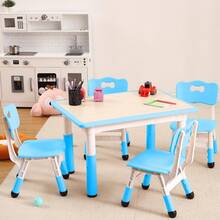 Techigher Kids Table And 4 Chairs Set, Height Adjustable Toddler Table And Chair Set With Graffiti Desktop, Children Multi-Activity Table For Ages 2-8 - Blue - View 8