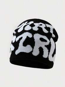 1pc Women's Fashion Y2K "That Girl" Jacquard Knit Beanie Hat, Warm & Suitable For Autumn/Winter Casual Outfits - 彩色 - 查看 9