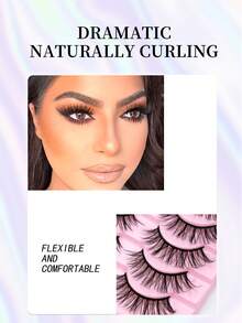 Pestañas postizas naturales e invisibles de tallo negro, 100% hechas a mano sin crueldad, esponjosas y difuminadas para un look de ojos ahumados de Oriente Medio para uso diario, para ojos sensibles - Caja de 10 pares - Negro - Ver 3