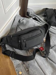 休闲时尚女士腰包单肩斜挎包 - 黑色 - 查看 7