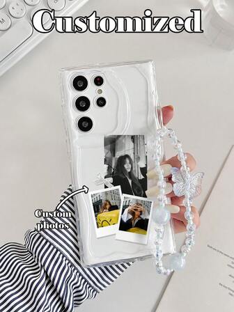 1pc Customized Photo Cream Texture Transparent Colorful Thick Shockproof Phone Case With Wrist Strap, Compatible With IPhone 17/17 Pro/17 Pro Max/17 Air, 16/16 Pro/16 Plus/16 Pro Max, 15 Pro Max, Apple P13, P14, P11, P12, XS, XR, 7/8 Plus, 7/8, A50, A12, A32, A52, A72, A51, A21S, A13, A14, S22 Ultra, S23, A33, A53, S20 FE, Redmi 11 Youth, 12 Pro, 12/12X, Note 11, 9A, 9C, Poco X3 NFC, Redmi 10, Redmi 9, Note 9, 12C, Note 11 Pro, Redmi 10C, Note 8 Pro