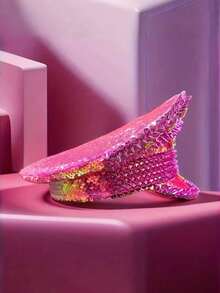 1 pieza Sombrero de capitán con brillos de poliéster y rhinestones en estilo steampunk para mujeres y hombres, adecuado para despedidas de soltero, cosplay, Navidad, carnaval, bares, despedidas de soltero