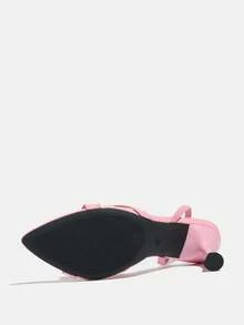 Women's High Heel Shoes, Suitable For Spring/Summer Nightclub, Party, Ball, Outdoor, Fashion High-End, Wineglass Heel, Pointed Toe, Shiny, Criss-Cross Strap, High-Quality Soft Textured Material, Sexy & Elegant, Ankle Strap, Comfortable For Any Formal Occasion, Pink Color, Versatile, Formal Sandals, Fashionable High Heels - Pink - View 7