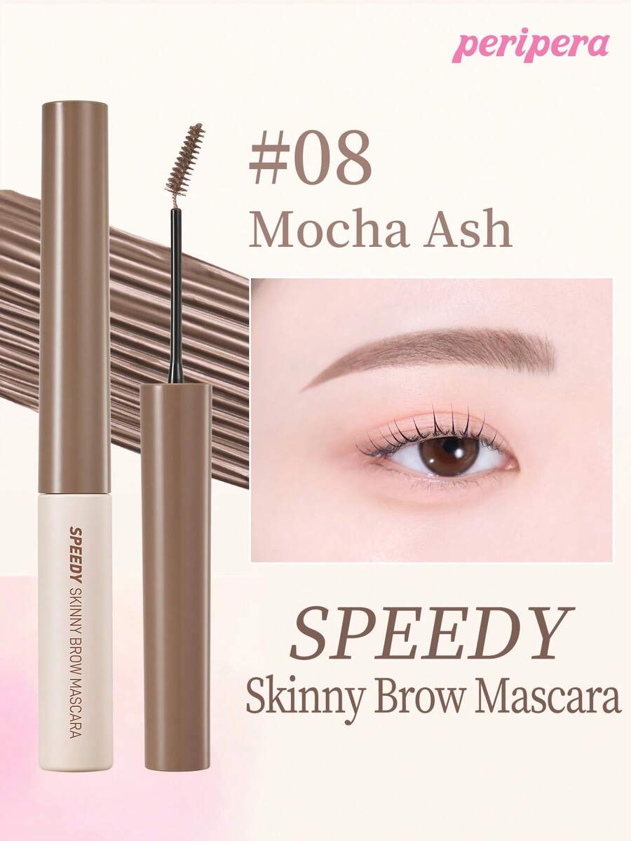 Peripera K-Beauty SPEEDY SKINNY 眉彩,眉毛造型凝膠,超細刷頭,輕鬆打造精緻眉妝,防水、持久且防暈染,眉毛造型液,眉毛填補,豐盈眉毛凝膠 - #08 Mocha Ash - 查看 1