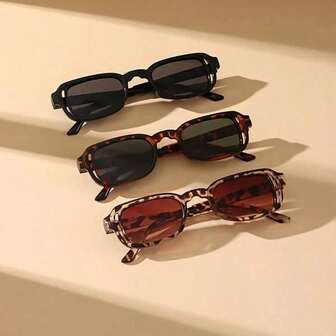 1 Pair Fashion Small Frame Women's Glasses, Hollow Design Decorative Style, Suitable For Photography, Leopard Print & Solid Color Bohemian, All Seasons