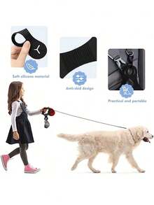 Silicone Dog Poop Bag Holder With Leash Clip In-Stock Dog Poop Bag Dispenser Hands-Free Clip Waste Bag Bracket With Drawstring Closure For Walks Runs & Bike Rides Dog Stuff Puppy Essentials - Multicolor - View 6