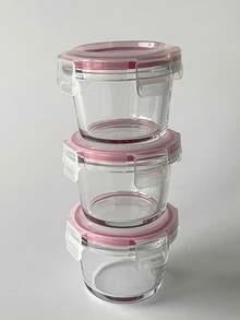 3 piezas Recipientes de almacenamiento de alimentos de vidrio grueso con tapa hermética, Recipientes de almacenamiento de alimentos con tapas - Perfectos para picnics, preparación de comidas, organización del refrigerador, Adecuado para alimentos para bebés, microondas de alta temperatura y congelador, Diseño mini portátil lindo y duradero - Multicolor - Ver 14