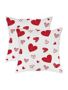 1/2/4 pièces Housses de coussin de la Saint-Valentin - Motifs minimalistes en forme de cœur rouge et blanc, décorations pour mariage, anniversaire, fête. Étui de coussin décoratif pour chambre, canapé, mariage. Design contemporain, décoration romantique, fermeture à glissière, 45x45cm - Rose bonbon - Voir 7
