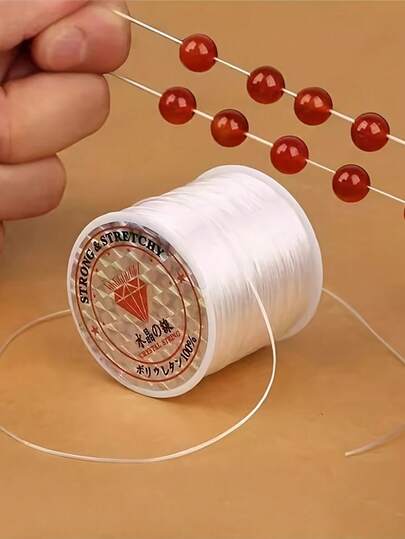 50m/1968.5in Elastic Cord, For Bracelet Making - 0.8mm Elastic Cord With Shiny Crystal, Polyester-Spandex Blend, Suitable For Jewelry Beading, Party Balloon Decor - Sturdy Small Knots, Glossy As New, Cord Bracelet