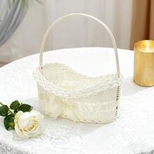 Flower Girl Basket For Wedding Flower Baskets With Handles For Weddings Ceremony Home Decorations - 黃色 - 查看 2