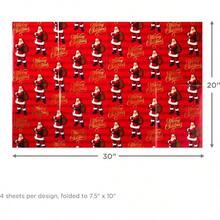 YQQ Hallmark Hojas de papel de regalo planas de Navidad papel de regalo rojo 12 hojas plegadas con sellos adhesivos rayas rojas blancas y doradas Papá Noel copos de nieve a cuadros1234 - RojoblancorayasdoradasPapNoelcoposdenieveacuadros - Ver 3