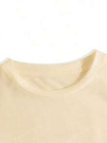 Florida Palm Tree Pattern T-Shirt - Women's Casual Vacation Short Sleeve T-Shirt, Palm Tree And Surfboard Graphic, Round Neck Short Sleeve Top, Suitable For Summer Clothing, Beach Wear|   Vacation Vibe Shirt|   Comfortable Wear, Beach Shirt-White And Navy Off-The-Shoulder Cropped Top (Unisex) - trắng - Xem 6