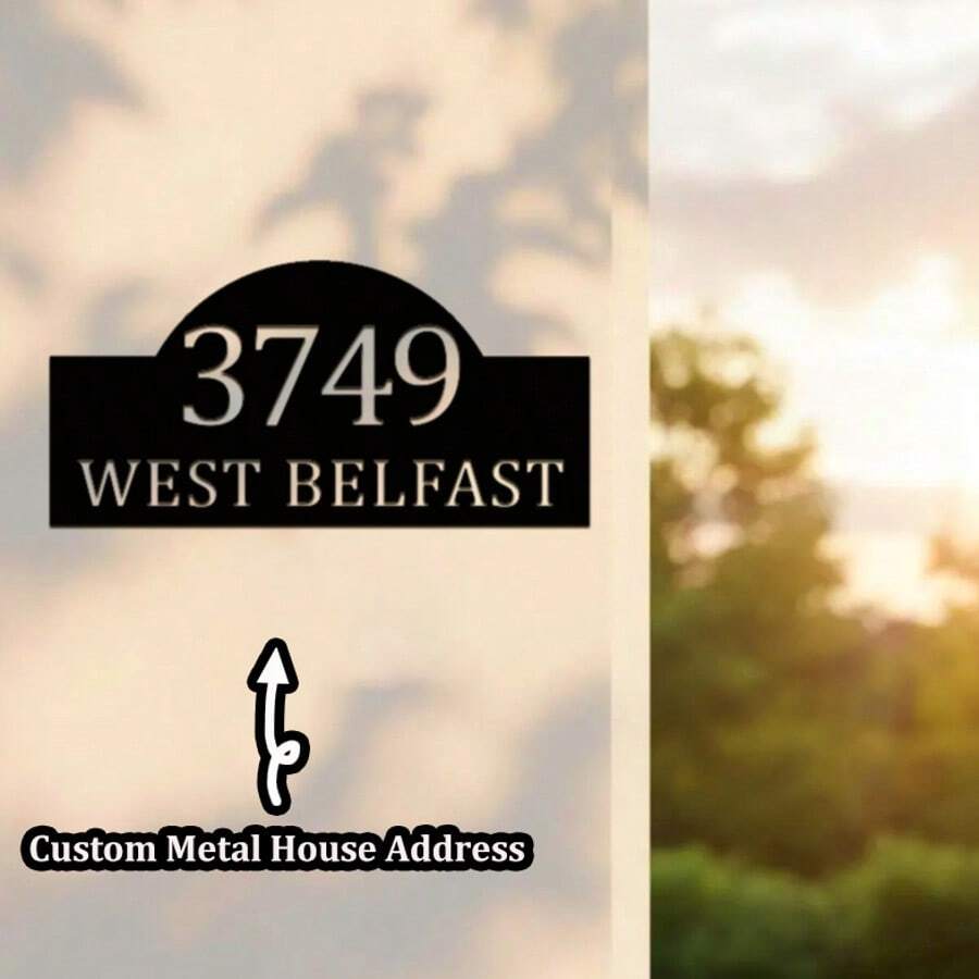 ¡Disponible en 5 tamaños! Placa de dirección de metal personalizada, placa de dirección de metal negro, señal de dirección, muestra tu dirección, placa de dirección del hogar personalizable - Negro - Ver 1