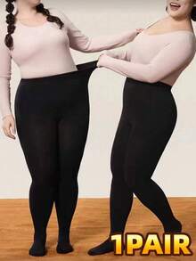 Leggings Plus Size com Forro Térmico Grosso para Mulheres de 36 a 113 kg, Calças de Cintura Alta com Estribo, Macias e Confortáveis em Fleece para Outono/Inverno, Também Disponíveis em Versões de Primavera/Lã Fina. - Preto - Ver 9
