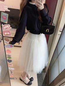 Váy voan bồng bềnh phong cách Pháp thanh lịch mới về mùa thu/đông 2025 - trắng - Xem 4