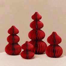 1/2/4/6pcs Red Foldable Paper Honeycomb Lanterns Decor, Lucky Bag Spring Festival Figurine Hanging Ornaments, Traditional Chinese New Year Celebration Decorations, Non-Electric Lunar New Year Lanterns, Wedding Lanterns, Wall Hanging, Holiday Party Room Decor, Chinese New Year Gifts - Multicolor - View 6