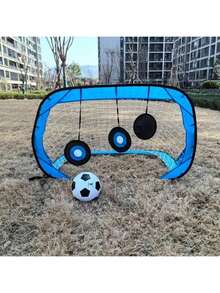 1个四合一便携式蓝色足球门，可拆卸多功能足球训练网 - 藍色 - 查看 7