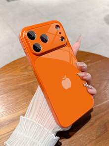 1pc New Minimalist Apple Design Luxury Large View Tempered Glass With Lens Protection Phone Case Compatible With Iphone 17/17Pro/17ProMax/17Air/16/16Pro/16ProMax/16Plus/15/15Plus/15Pro/15ProMax/14/14Plus/14Pro/14ProMax/13/13Pro/13ProMax/12/12Pro/12ProMax/11/11ProMax, Matte Anti-Fall, Metal Paint Full Coverage High-End Protective Cover