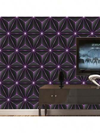 1 Roll Modern Technological 3D Luminous Wallpaper, Easy To Paste And Peel, Waterproof Self-Adhesive Removable Contact Paper, Suitable For Living Room, Bedroom, Office, Cafe, Home And Dorm Decoration