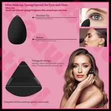 14 Pcs Unisex Black Makeup Sponge Set Including 4 Powder Puffs And 4 Mini Sponges Versatile For Liquid Foundation Powder Concealer Cream Application Home On The Go Use - Black,Hot Pink - View 6