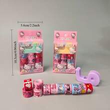 Sanrio 1 Set Of 12+1 Hello Kitty Stickers, Mini Paper Tapes For DIY Scrapbooking, Cute Girly Style, 1 Box (12 Rolls) With Cutter, 1 Set Of Random Tape Sealing Stickers, Friend Sticker Gift Set - Multicolor - View 5