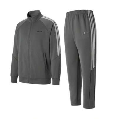  Adidas Men's Sports Suit, New Classic 3-Stripes Long Sleeve Jacket And Sweatpants 2 Pieces Set, Autumn/Winter