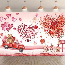 Fondo de banner con diseño de globo con forma de corazón y oso de peluche para el Día de San Valentín, decoración interior y exterior, aniversario, telón de fondo fotográfico, boda, planificación de eventos, regalo perfecto