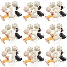 Set de 6 globos de aluminio con diseños de perros salchicha, perros pastor y huellas de perro, adecuados para decoraciones de fiestas de mascotas y fiestas de cumpleaños - Multicolor - Ver 1