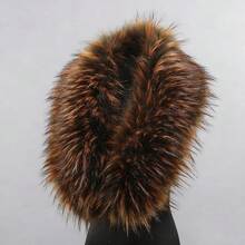 Wander Agio Faux Fur Collar Scarf Soft Winter Neck Wrap Warm Elegant Coats Shawl Imitation Leather Scarves - 深棕色 3 - 查看 3