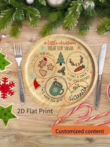 Customized Santa Claus Cookie Plate, Round Christmas Tray, Wooden Christmas Cookie & Milk Tray, Christmas Eve Reindeer Snack Tray, Christmas Gifts, Santa Claus Placemat, Cookie Box, Milk & Carrot Plate, Holiday Party Tray Supplies - Multicolor - View 8