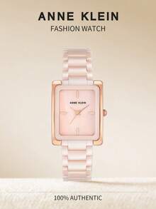 Anne Klein 女士手表方形表壳陶瓷手链表 AK 女士手表 手链表 浅粉色 AK/2952LPRG