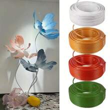 1卷5米/16.5英尺柔性仿真花管 - 可裁剪长度的可弯曲PE管，适用于人造花、气球拱门和DIY工艺品，不易缠绕，经久耐用，室内/室外均可使用，提供白色、绿色、金色三种颜色可选，用途广泛，可用于家居装饰，结构坚固，适用于花园、户外、家居装饰、婚礼和节日设计 - 彩色 - 查看 2