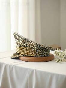 1 pieza Gorra de capitán con rhinestones, accesorios de fanático, sombrero de fiesta