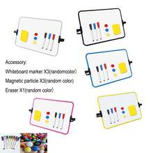 一套磁性双面小白板套装，办公备忘录架可调节角度白板，教学练习书写绘图板，配有白板笔和磁性擦颗粒 - 彩色 - 查看 7