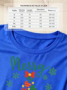 camisetas estampadas mujer, playeras navideñas para mujer, camiseta de vacaciones, linda camiseta de árbol de Navidad, camiseta de Navidad para mujer, regalo de Navidad para esposa, con diseño de árbol de Navidad decorado con moños, estrellas, corazones y copos de nieve, playeras graciosas, blusas para mujerEs un gran regalo para la familia, los amigos, los novios y las novias - azul real - Ver 3