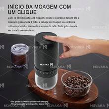 NOVAKA Molinillo de Café Eléctrico Portátil Eléctrico con 40 Ajustes de Molienda, Molinillo de Granos de Café, con Cepillo de Limpieza, para Viajes, Camping y Hogar - Negro eléctrico - Ver 4