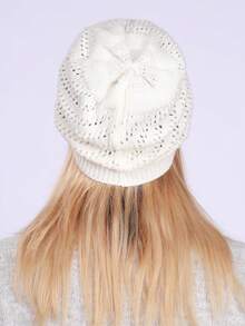 1pc European & American Style Winter Hollow Out Beanie Hat, Women Knitted Warm Ski Cap Warm Accessories - Multicolor - View 11