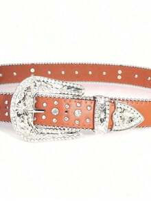 Western Studded Belt, Fashion Accessories Summer, School Casual, Business, Boyfriend Husband Father Dad Men, Daily Wear, Fashion, Teen, Outdoor, Vacation, Athletic, Travel, Street, Boho, Vintage Fall, Autumn, Halloween - 黑色 - 查看 3