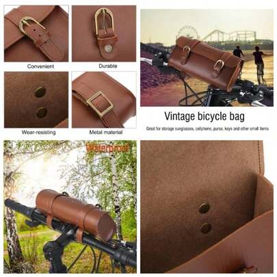 Accesorios Vintage Para Bicicleta, Alforjas Para Bicicleta, Bike Handlebar Bag ycle Front Tube Frame Bag, Retro Style Artificial Leather ycle Front Frame Bag Bike Pouch Cycling Accessory