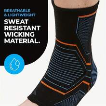 This 1-Pack Of High-Elasticity, 3D-Woven, Breathable, Moisture-Wicking Sports Ankle Supports Features A Tech-Inspired Design With Black, Blue, And Orange Geometric Stripes. It Provides Dual Protection, Relieving Ankle Pressure And Offering Support During Exercise. - Multicolor - View 7
