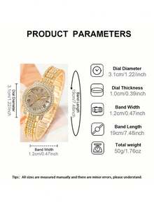 6pcs Women's Bohemian Style Quartz Watch Jewelry Set - Gold Alloy Chronograph Watch, Bracelet, Necklace, Ring Jewelry Set - Elegant Gift, Suitable For Birthday, Party, Casual - Best Gift For Women - Gold - View 2