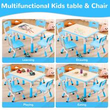 Techigher Kids Table And 4 Chairs Set, Height Adjustable Toddler Table And Chair Set With Graffiti Desktop, Children Multi-Activity Table For Ages 2-8 - Blue - View 5