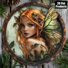CIFbuy Vintage Butterfly Fairy Metal Wall Art Sign 2D Flat Print Round Aluminum Decor For Home Bar Kitchen Living Room Office Halloween - 彩色 - 查看 8