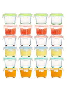 3pcs Thick Glass Food Storage Jars With Airtight Lids, Food Container Set - Ideal For Picnics, Meal Prep, Fridge Organization, Also Suitable For Baby Food, Microwave & Freezer, Cute Portable & Durable Design - Multicolor - View 7