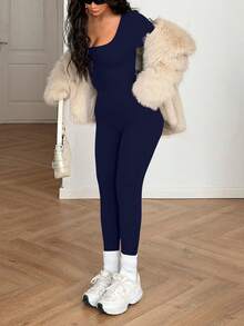 AiTyi Women's Jumpsuit, Well Fitted Casual Everyday Ruched Backless Hollow Out Comfortable Fashionable Sexy Slim Fit Outdoor Sports Versatile, Suitable For Graduation, Back To School, Christmas, New Year, Autumn/Winter Knit Long Sleeve Jumpsuit