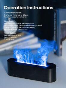 kinscoter 1pc 150ml USB Flame Aroma Diffuser, Colorful Realistic Flame Night Light Essential Oil Ultrasonic Humidifier, Suitable For Home Living Room Desk, Can Be Used As A Gift