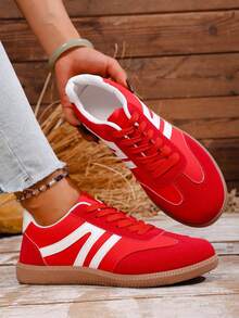 Women's Casual Sneakers, Road Running Shoes, Flat Sports Shoes, Versatile Pants, Shorts, Skirts, Knee-High Socks - Red - View 3