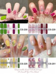 Christmas 4 Sheet Self-Adhesive Waterproof Long-Lasting 3D Fashionable Gel Nail Wraps Nail Strips Nail Stickers With Nail File Nails - Multicolor - View 1