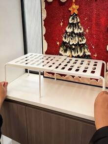 Gray/White Expandable Shelf, Kitchen Storage Rack, Multi-Purpose Organizer Rack, Suitable For Kitchen, Bathroom, Cosmetics, Desk Storage, Grid Design For Easy Drainage - Multicolor - View 5